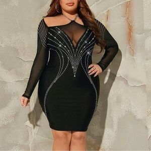 NWT Stunning Plus Size Rhinestone Bodycon Dress